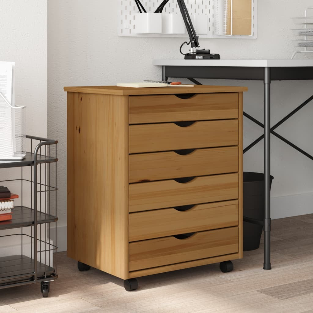 Solid Pine Rolling Storage Cabinet