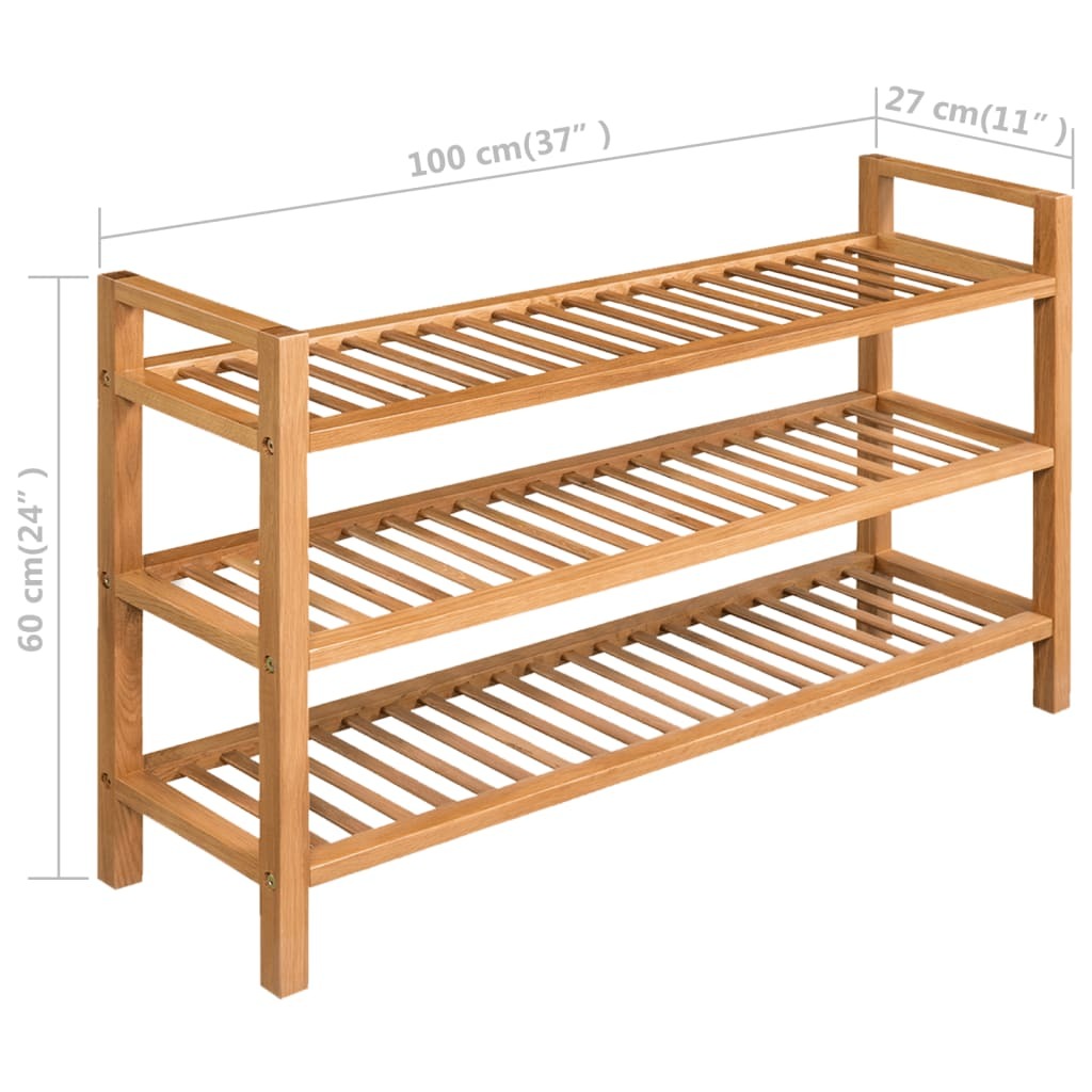 Solid Oak Shoe Rack – Large (39" x 23.6")