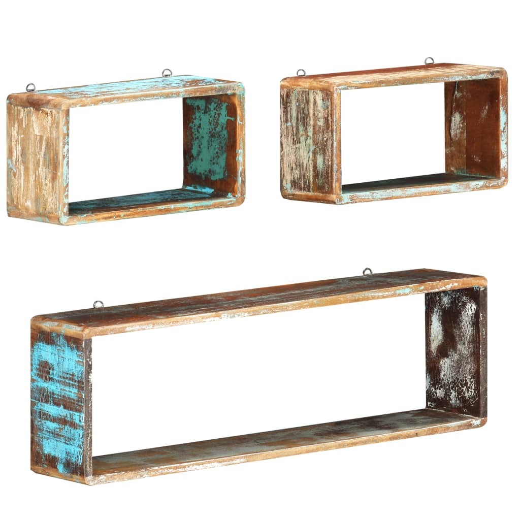 Reclaimed Wood Wall Cube Shelves