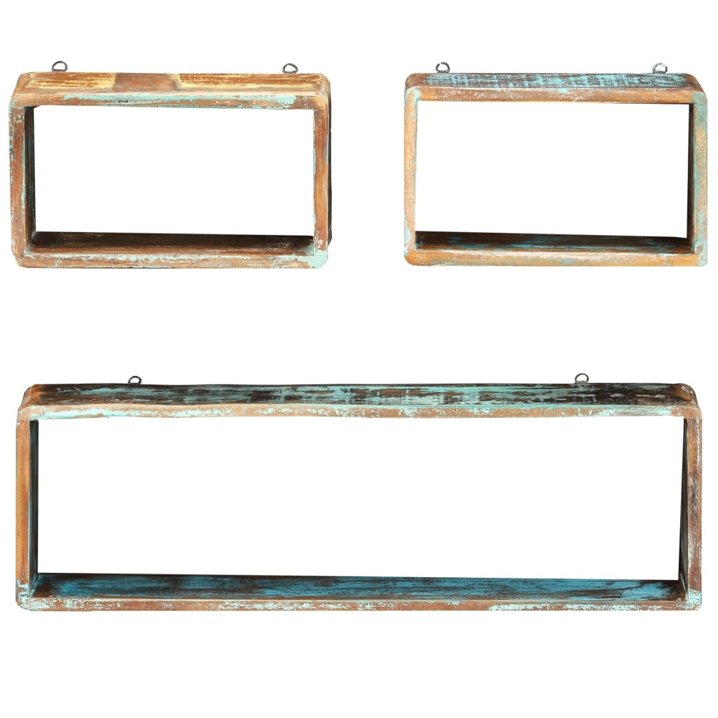 Reclaimed Wood Wall Cube Shelves