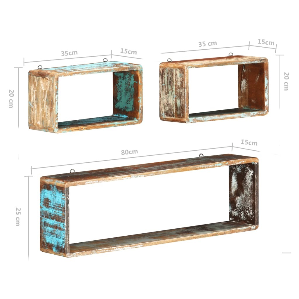 Reclaimed Wood Wall Cube Shelves