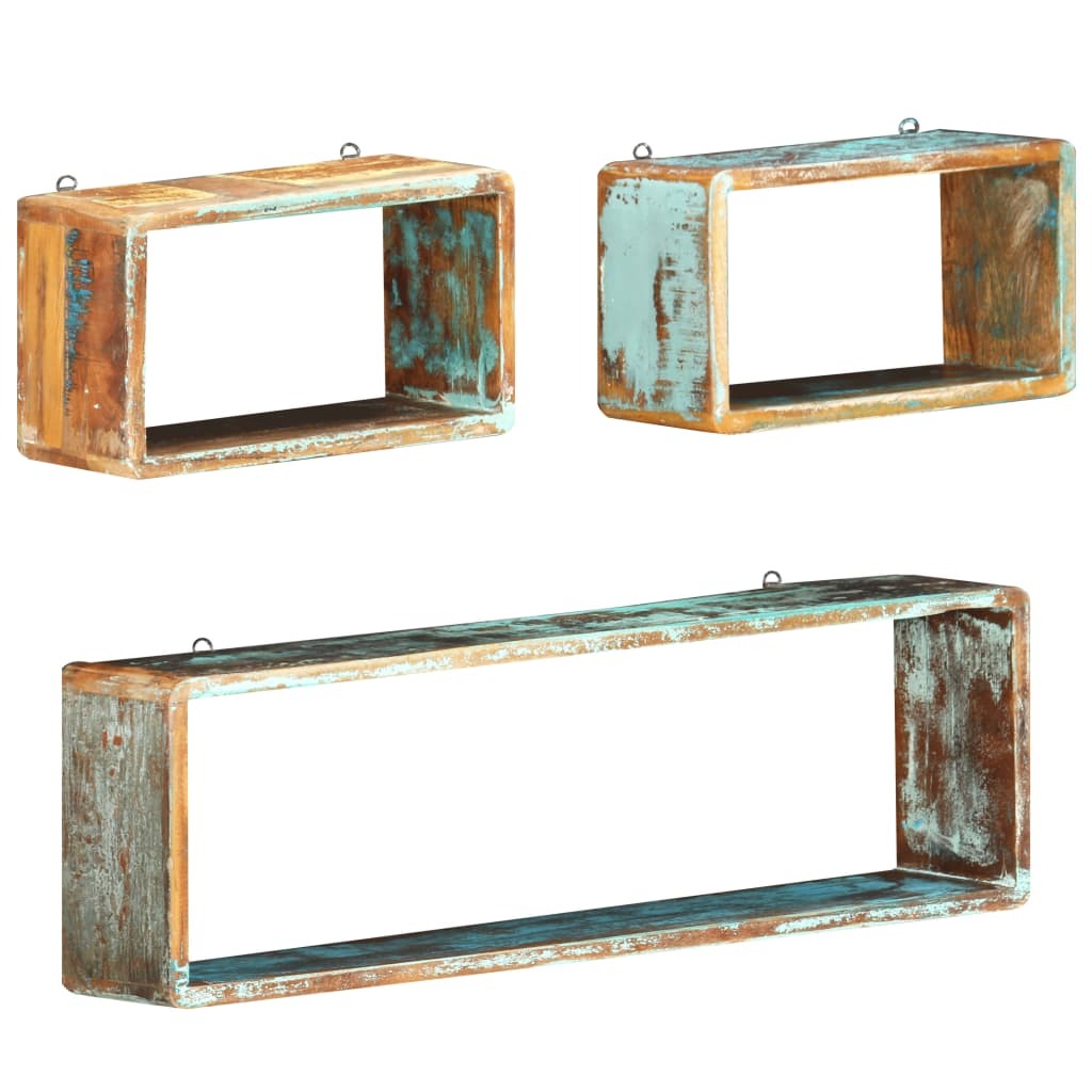 Reclaimed Wood Wall Cube Shelves