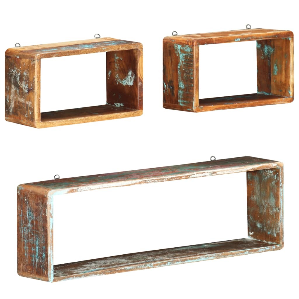 Reclaimed Wood Wall Cube Shelves
