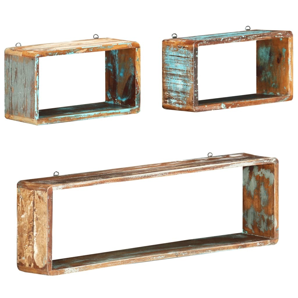 Reclaimed Wood Wall Cube Shelves