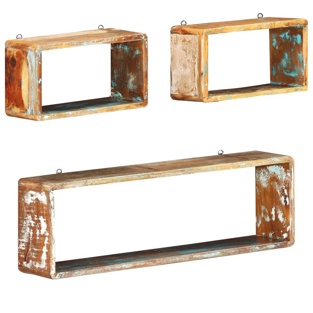 Reclaimed Wood Wall Cube Shelves