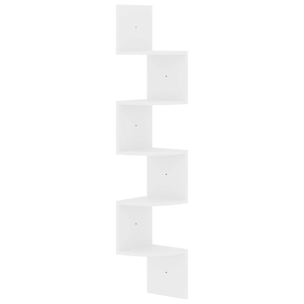 High-Gloss White Corner Shelf