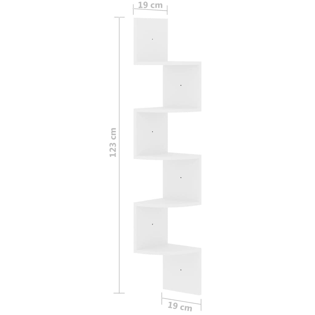 High-Gloss White Corner Shelf