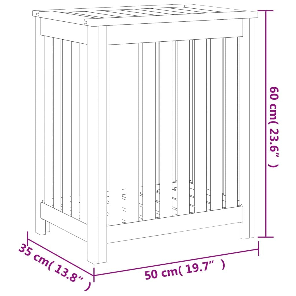 Teak Wood Laundry Basket - 19.7" x 13.8" x 23.6"