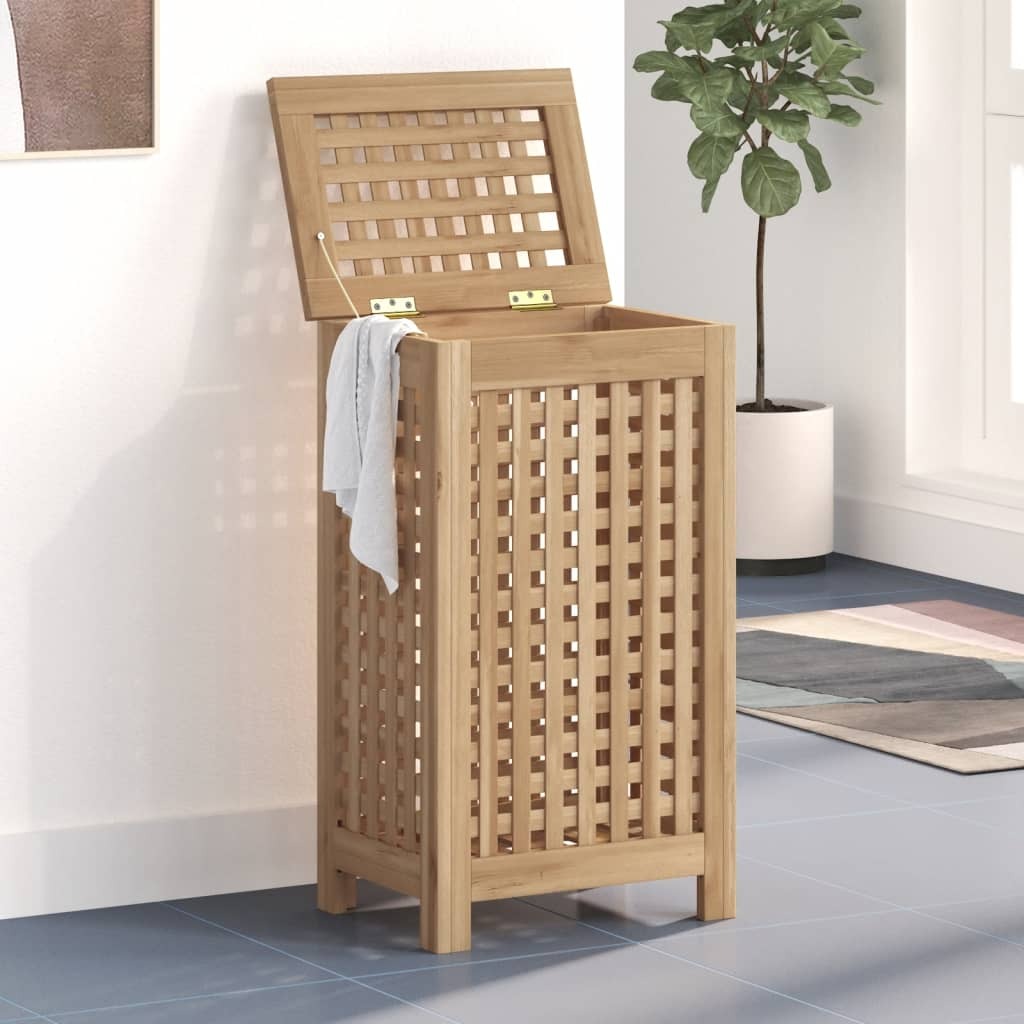 Teak Wood Laundry Bin - 13.8" × 9.8" × 23.6"
