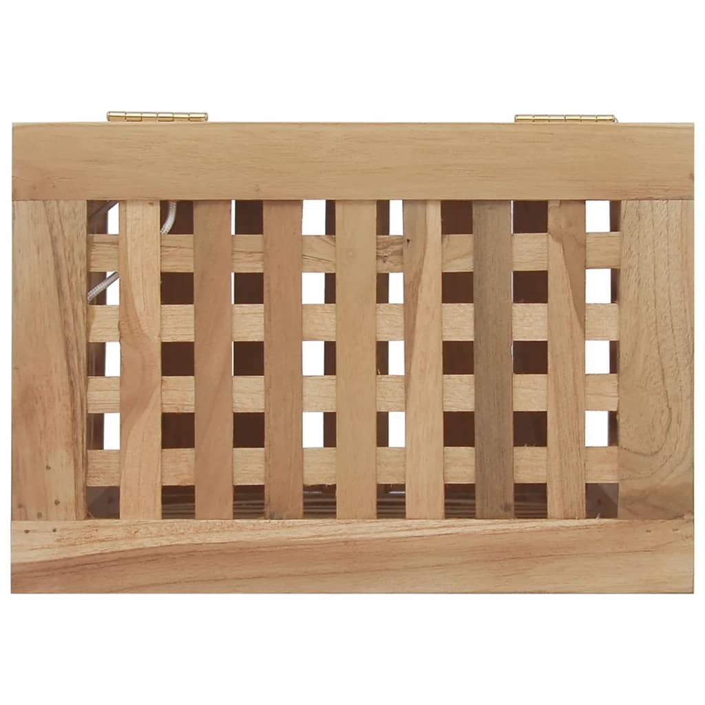 Teak Wood Laundry Bin - 13.8" × 9.8" × 23.6"