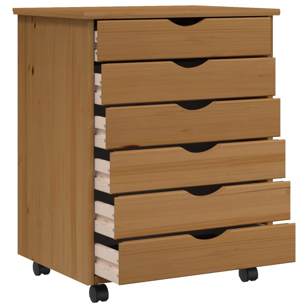 Solid Pine Rolling Storage Cabinet