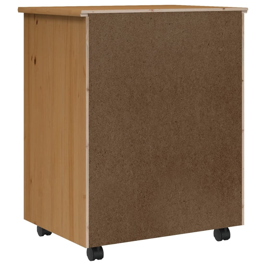 Solid Pine Rolling Storage Cabinet