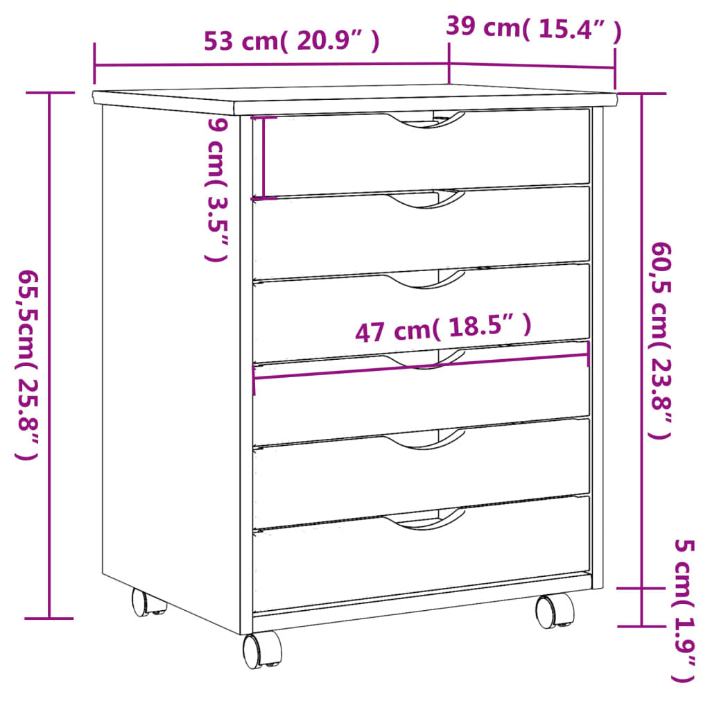 Solid Pine Rolling Storage Cabinet