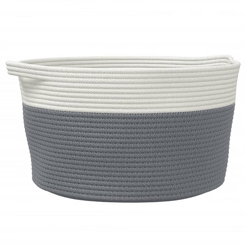 Modern Woven Storage Basket – 15.7" × 9.8" (Grey/White)