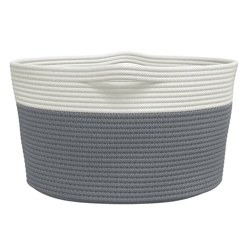Modern Woven Storage Basket – 15.7" × 9.8" (Grey/White)