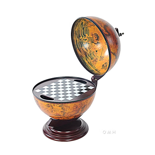Antique-Style Globe Chess Set – 13" Diameter