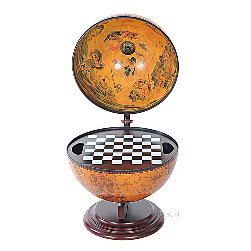 Antique-Style Globe Chess Set – 13" Diameter