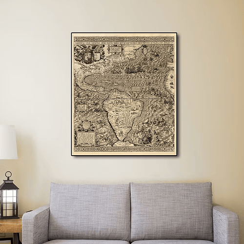 1598 Americas Map Wall Art Print – 20"x16"