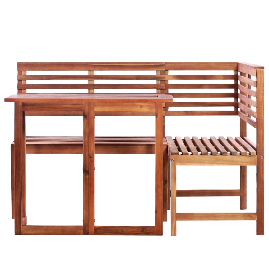 Acacia Wood Folding Table & Corner Bench Set