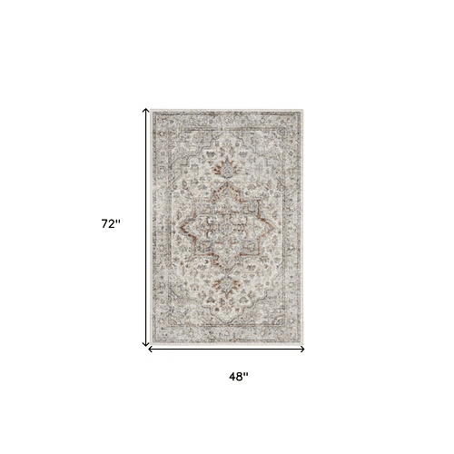 4'x6' Oriental Power Loom Rug – Gray