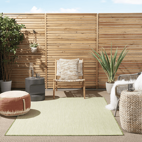 5'x7' Geometric Power Loom Area Rug – Green