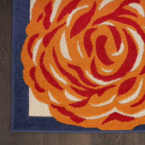 3'x4' Floral Power Loom Rug – Blue & Orange