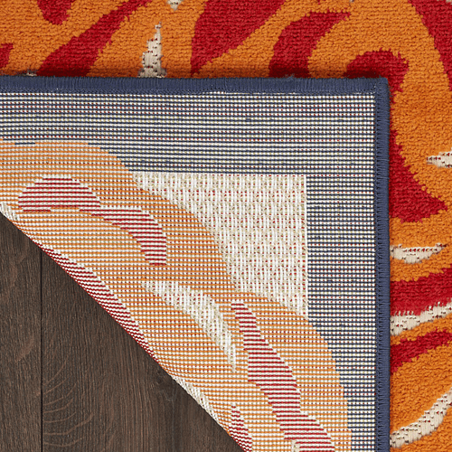 3'x4' Floral Power Loom Rug – Blue & Orange