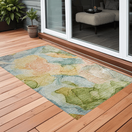 2'x3' Abstract Indoor/Outdoor Rug – Blue