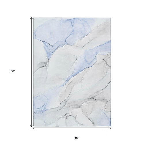 3'x5' Abstract Indoor/Outdoor Rug – Ivory/Blue/Gray