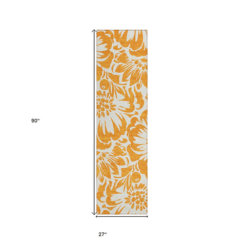 8' Floral Runner Rug