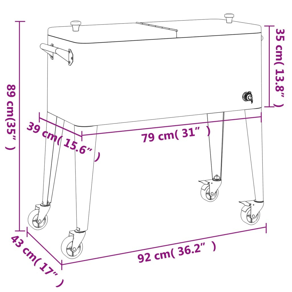 The Ultimate Rolling Cooler Cart – Your Party Essential (36.2"x16.9"x35")