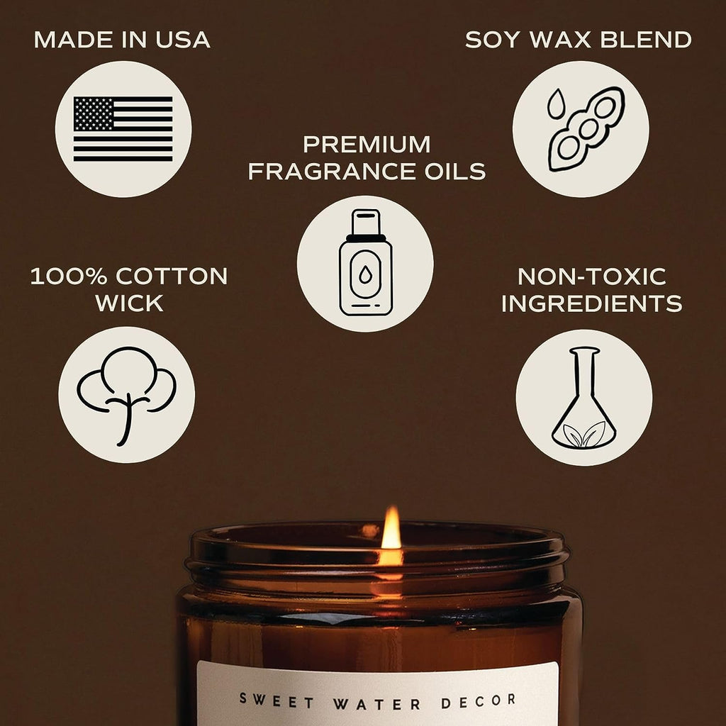 Cinnamon Roll Candle - Christmas Candle with Cinnamon, Icing & Buttery Pastry for Home - Cinnamon Soy Candle with 40 Hours Burn Time - 9Oz Black Lid Amber Jar Cinnamon Scents
