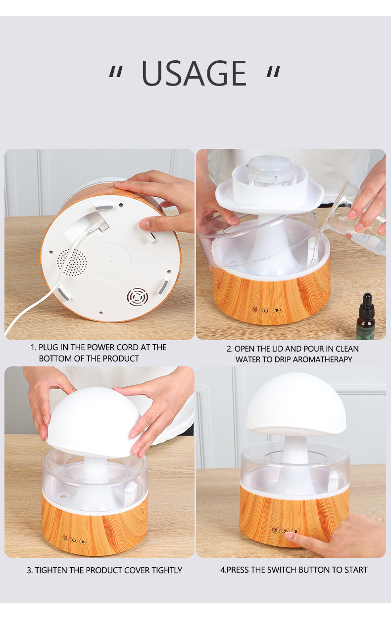 Rain Cloud Humidifier & Aromatherapy Diffuser – Whimsical 2-in-1 Wellness Companion