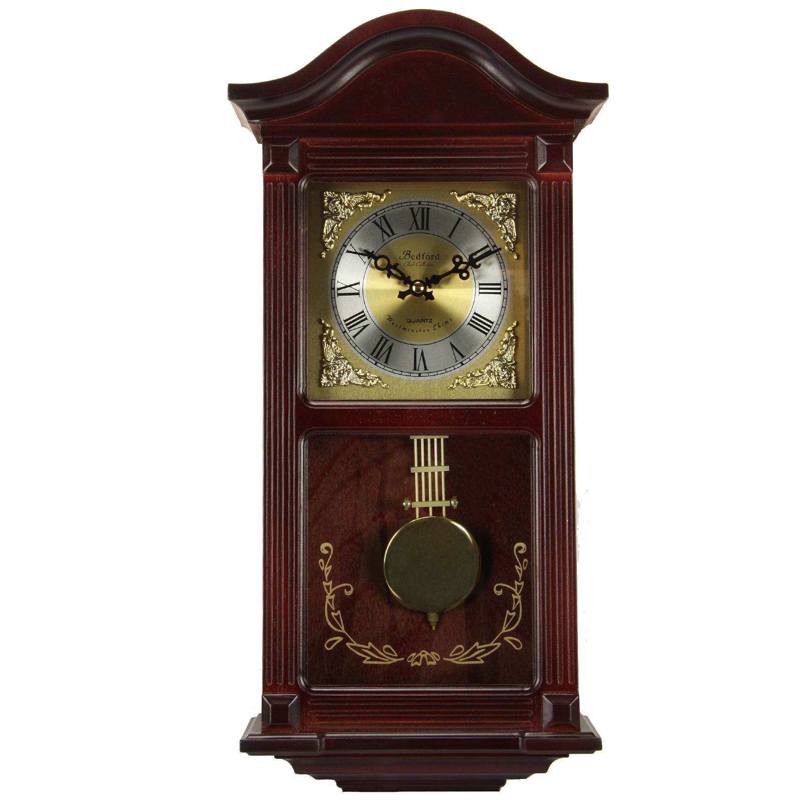 Bedford 22" Mahogany Cherry Oak Wall Clock – Roman Numeral Dial