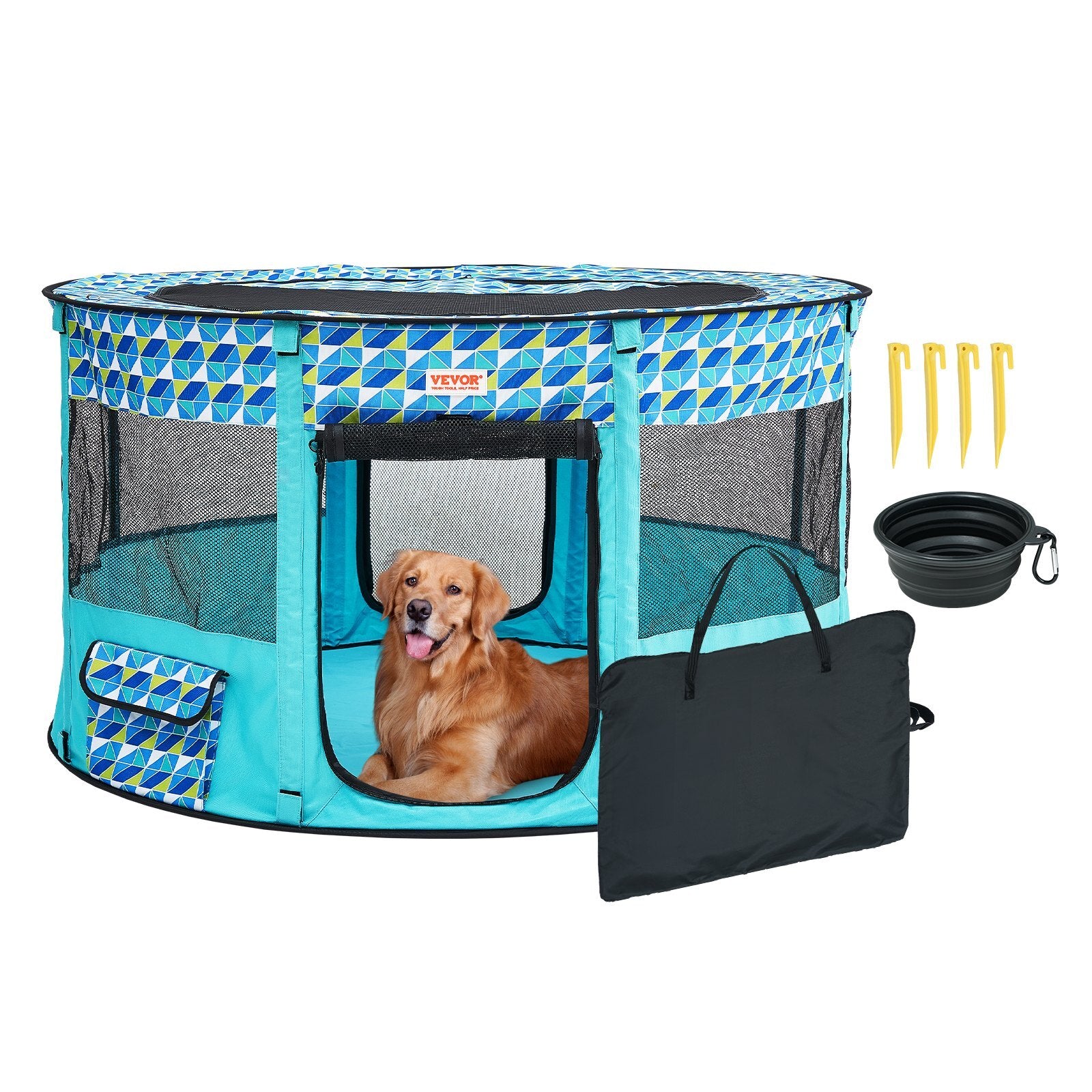 VEVOR Foldable Pet Playpen - 44" Round (L)