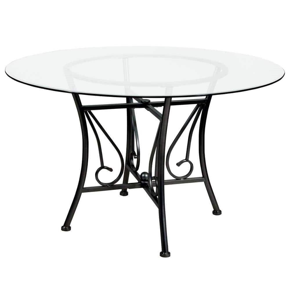 Elegant Pedestal Glass Dining Table – 48" Round