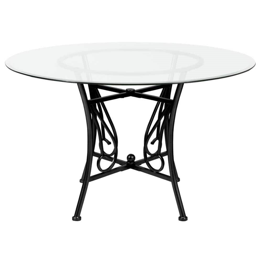 Elegant Pedestal Glass Dining Table – 48" Round
