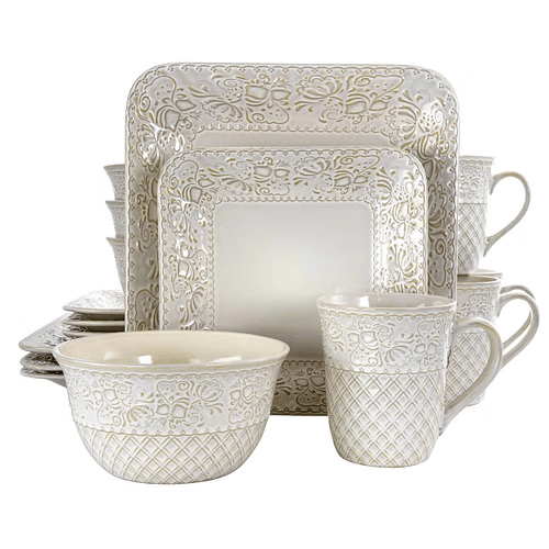 Elama Ivory Lotus Dinnerware Set
