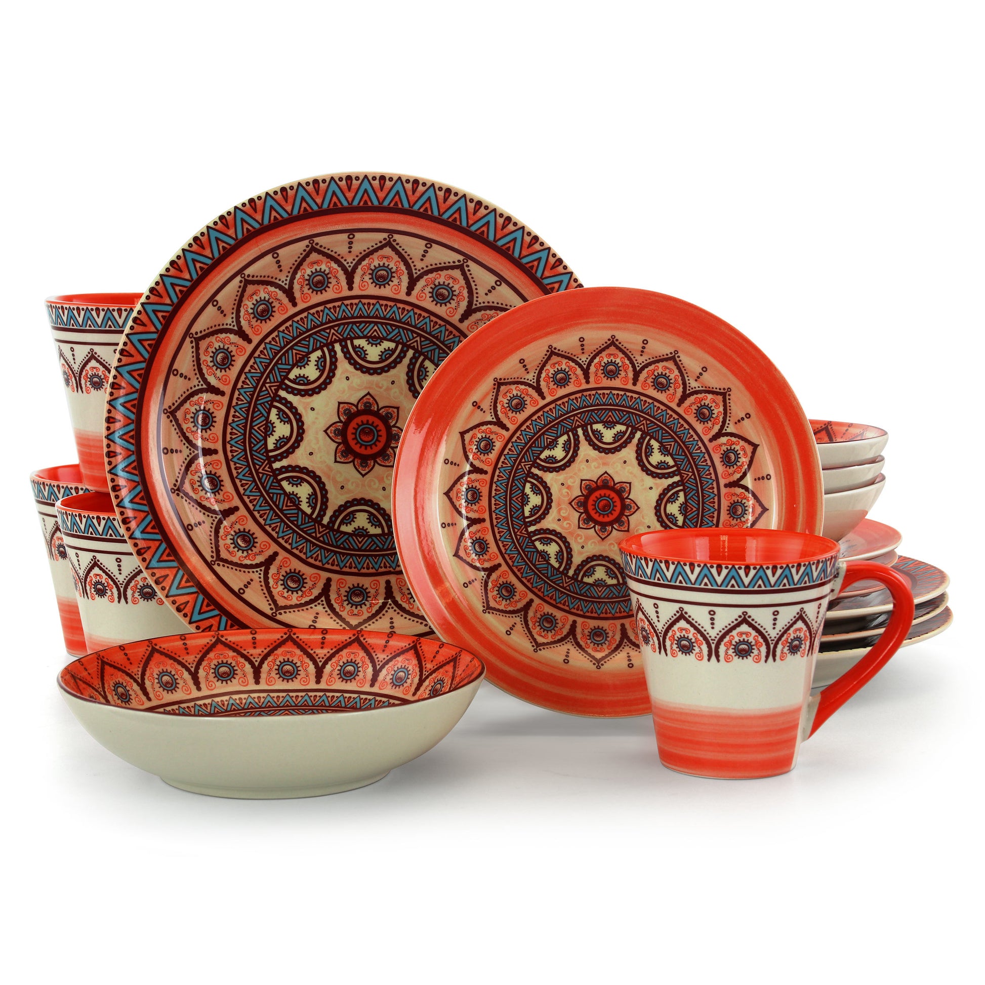 Elama Zen Rust Mozaik 16-Piece Dinnerware Set