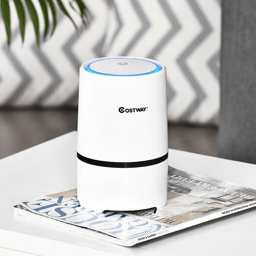 Compact HEPA Air Purifier & Night Light – White