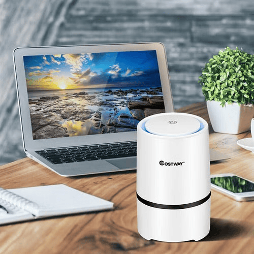 Compact HEPA Air Purifier & Night Light – White