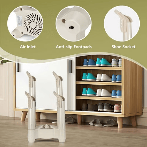 4-Slot Electric Shoe & Boot Dryer – White