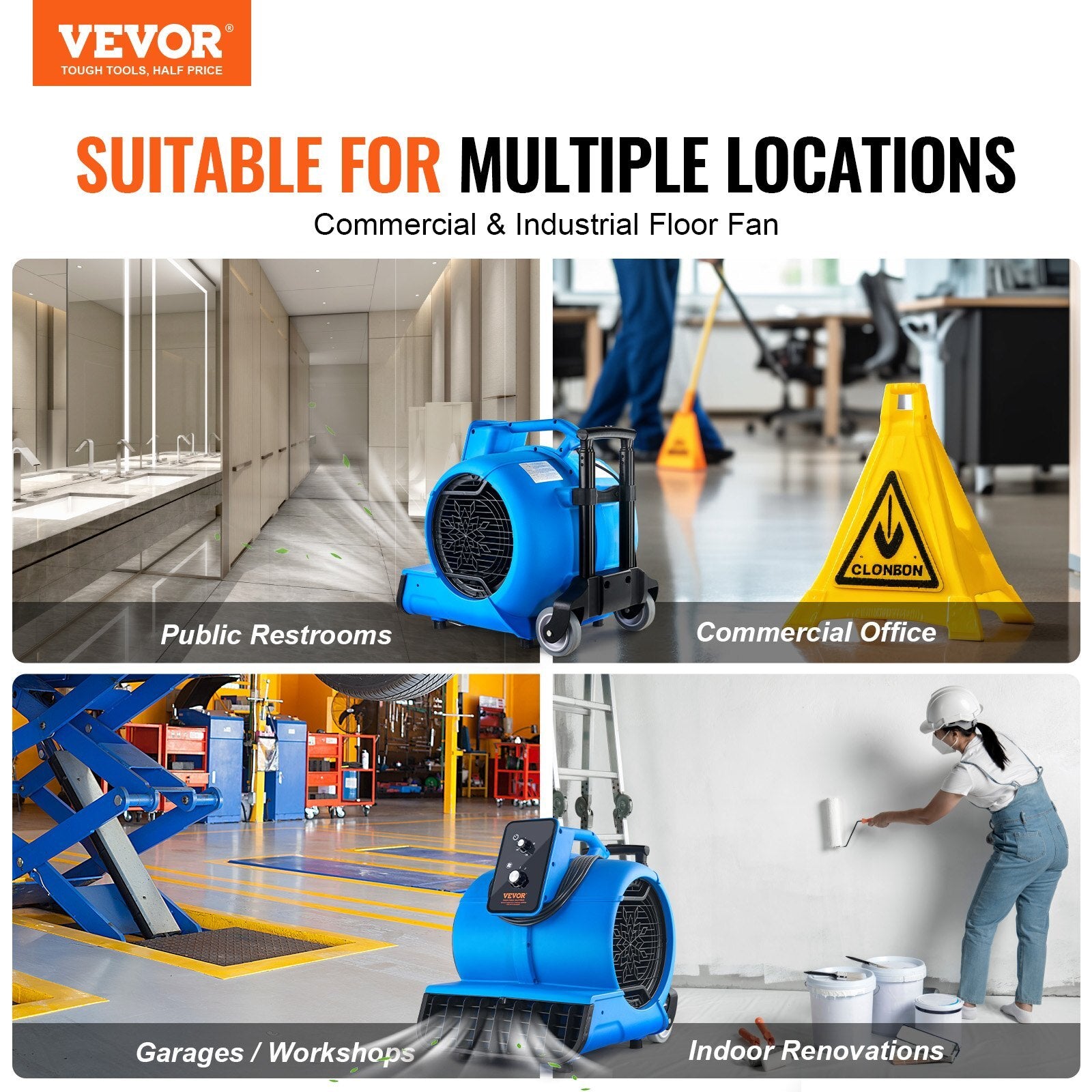 VEVOR 4000 CFM Floor Blower – Blue