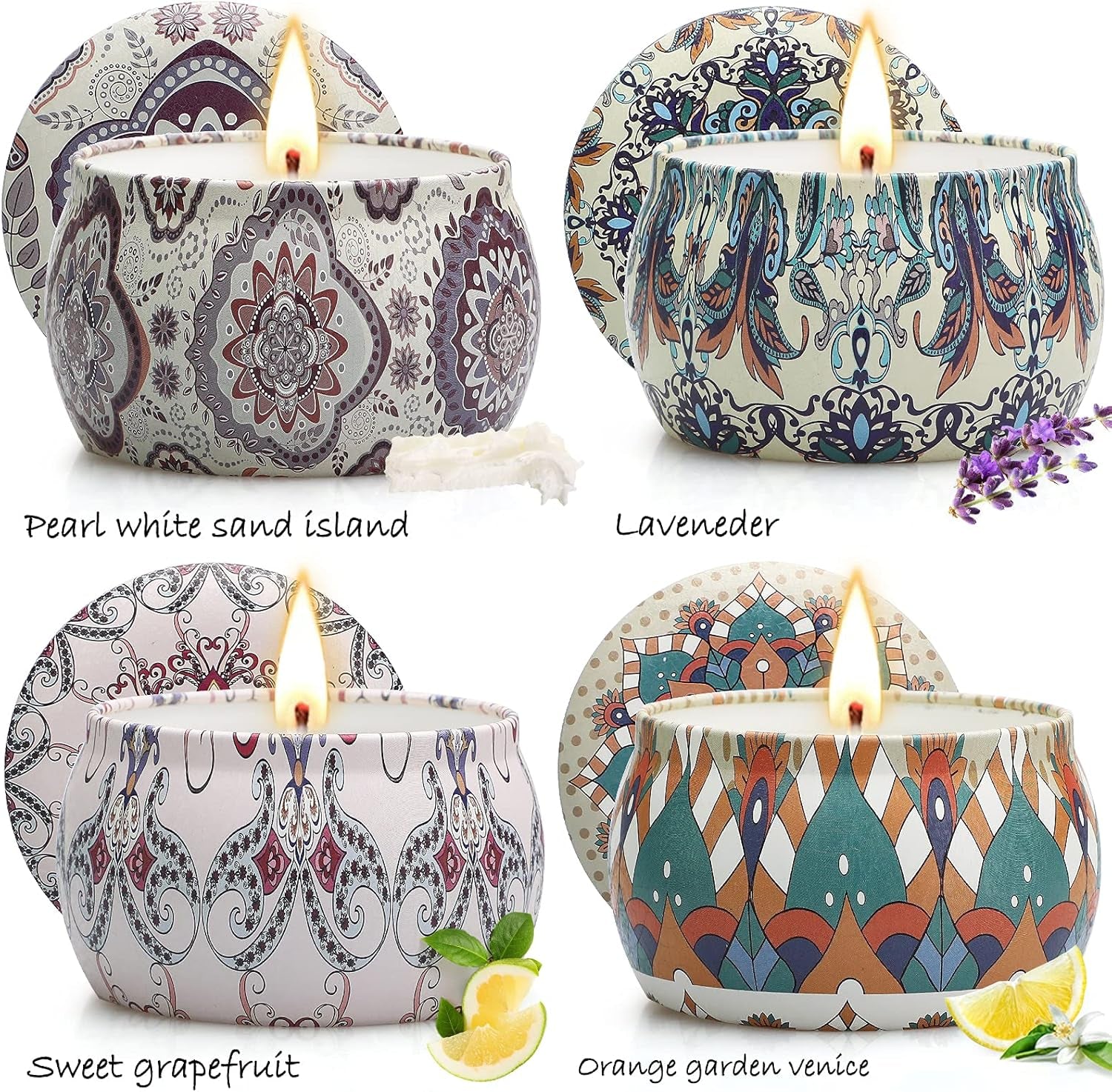 Scented Candle Gifts for Women, 4 Pack 4.4 Oz Aromatherapy Candles, Stocking Stuffers for Women, Stress Relief Gifts for Girlfriend, Teacher, Mom, Anniversary, Birthday, Christmas Gift