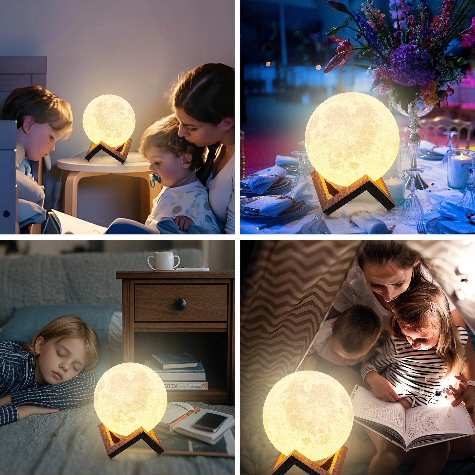 Moonlight Night Light for Kids Adults, 4Inch/3D Printing Moon Lamp Night Lamp for Bedroom Decor, 16 Color Moon Decor for Kids Bedroom Decor